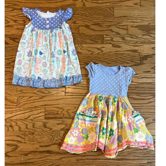 Matilda Jane Girls Dresses Lot Size 5/6 Mixed Prints Ruffle Pocket Play Dresses - Picture 1 of 8